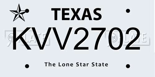 KVV2702 Texas License Plate