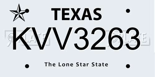 KVV3263 Texas License Plate
