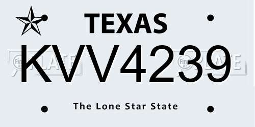 KVV4239 Texas License Plate
