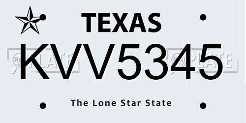 KVV5345 Texas License Plate