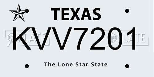 KVV7201 Texas License Plate