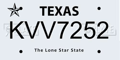 KVV7252 Texas License Plate