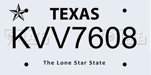 KVV7608 Texas License Plate