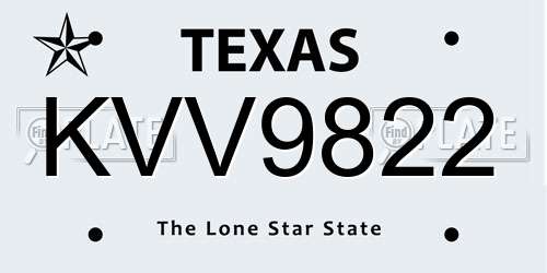 KVV9822 Texas License Plate