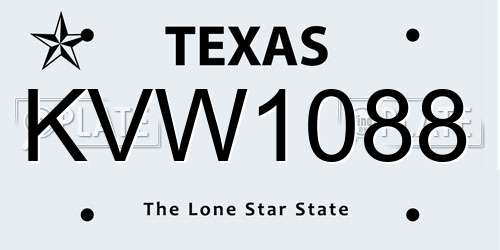KVW1088 Texas License Plate
