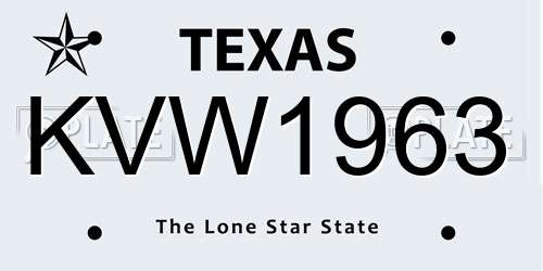 KVW1963 Texas License Plate