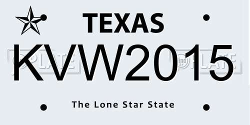 KVW2015 Texas License Plate