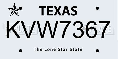 KVW7367 Texas License Plate