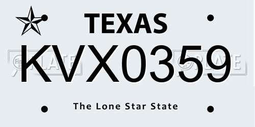 KVX0359 Texas License Plate