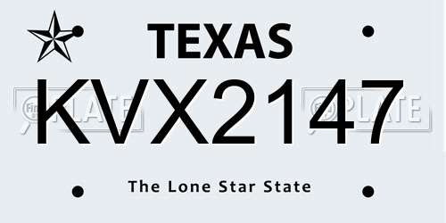KVX2147 Texas License Plate