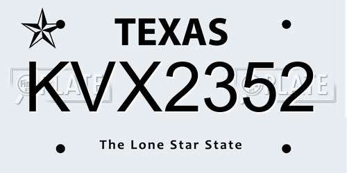 KVX2352 Texas License Plate