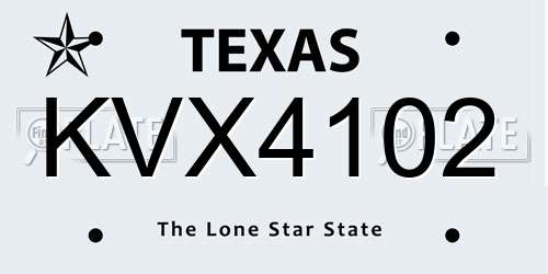 KVX4102 Texas License Plate