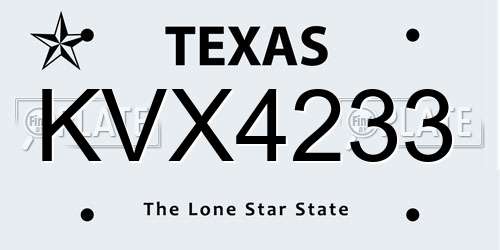 KVX4233 Texas License Plate
