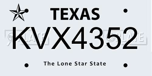 KVX4352 Texas License Plate