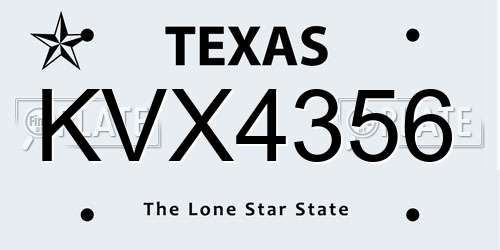 KVX4356 Texas License Plate