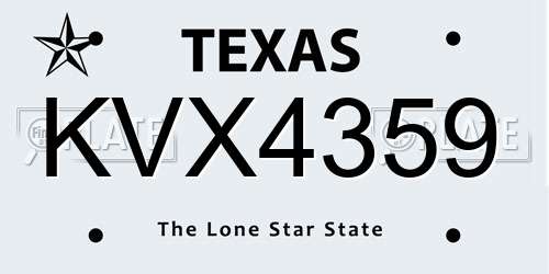 KVX4359 Texas License Plate