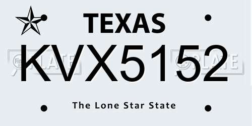 KVX5152 Texas License Plate