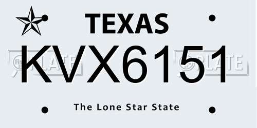 KVX6151 Texas License Plate