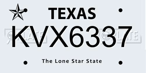 KVX6337 Texas License Plate