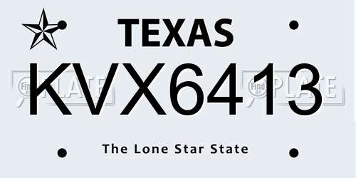 KVX6413 Texas License Plate