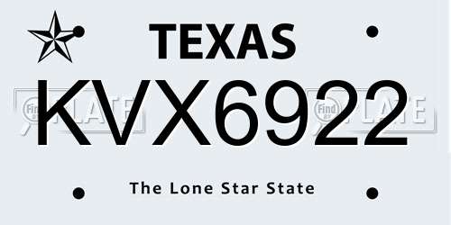 KVX6922 Texas License Plate