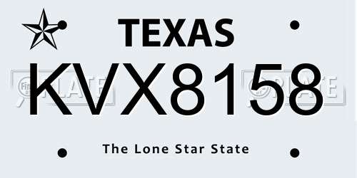 KVX8158 Texas License Plate