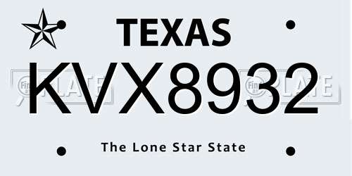 KVX8932 Texas License Plate