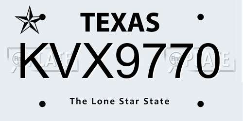 KVX9770 Texas License Plate