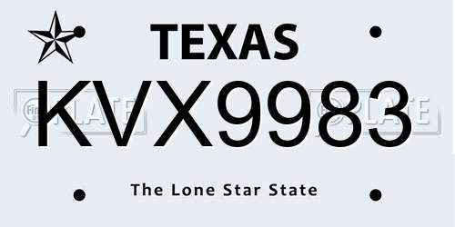 KVX9983 Texas License Plate
