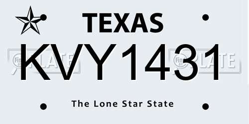 KVY1431 Texas License Plate