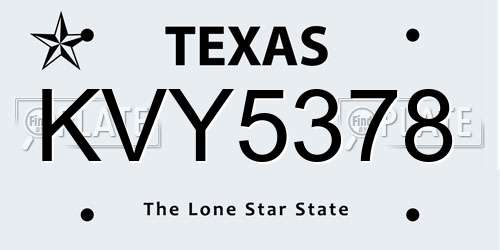 KVY5378 Texas License Plate