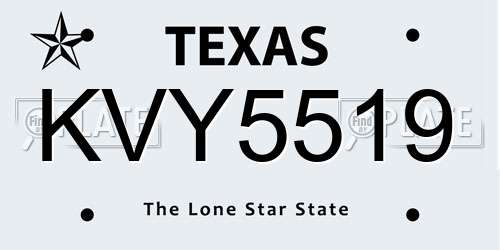 KVY5519 Texas License Plate