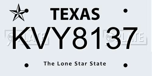 KVY8137 Texas License Plate
