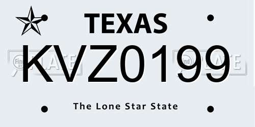 KVZ0199 Texas License Plate