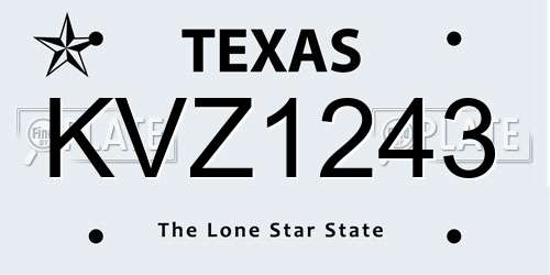 KVZ1243 Texas License Plate