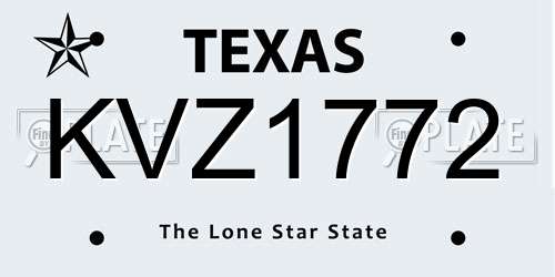 KVZ1772 Texas License Plate