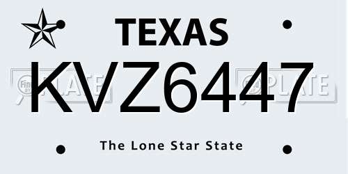 KVZ6447 Texas License Plate