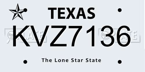 KVZ7136 Texas License Plate