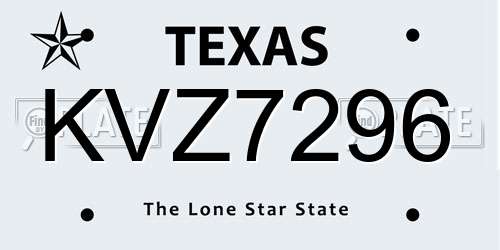 KVZ7296 Texas License Plate