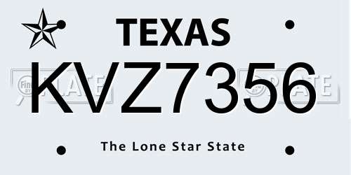 KVZ7356 Texas License Plate