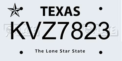 KVZ7823 Texas License Plate
