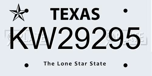 KW29295 Texas License Plate