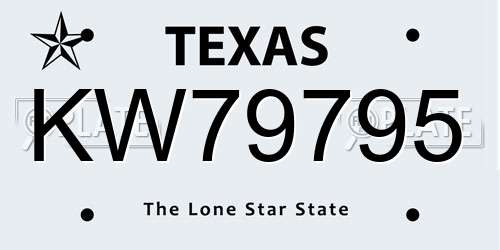 KW79795 Texas License Plate