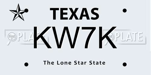 KW7K Texas License Plate