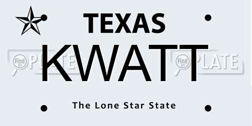 KWATT Texas License Plate