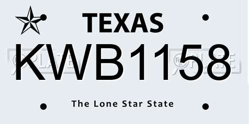 KWB1158 Texas License Plate
