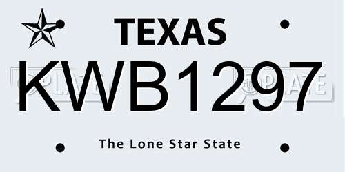 KWB1297 Texas License Plate