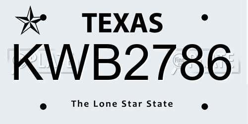 KWB2786 Texas License Plate