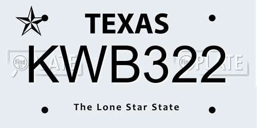 KWB322 Texas License Plate
