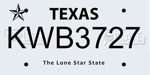 KWB3727 Texas License Plate